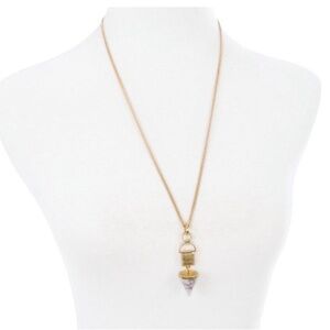 3$/20 WOB Marbled Triangle White Stone Gold Pendant Chain Adjustable Necklace